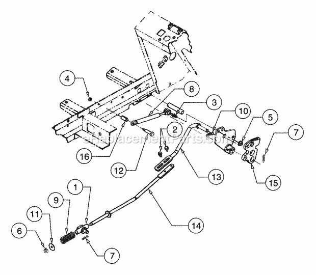 Transmission Control Diagram and Parts List for 2166 13A-214G100, 13A-254G100 Cub Cadet Lawn Tractor